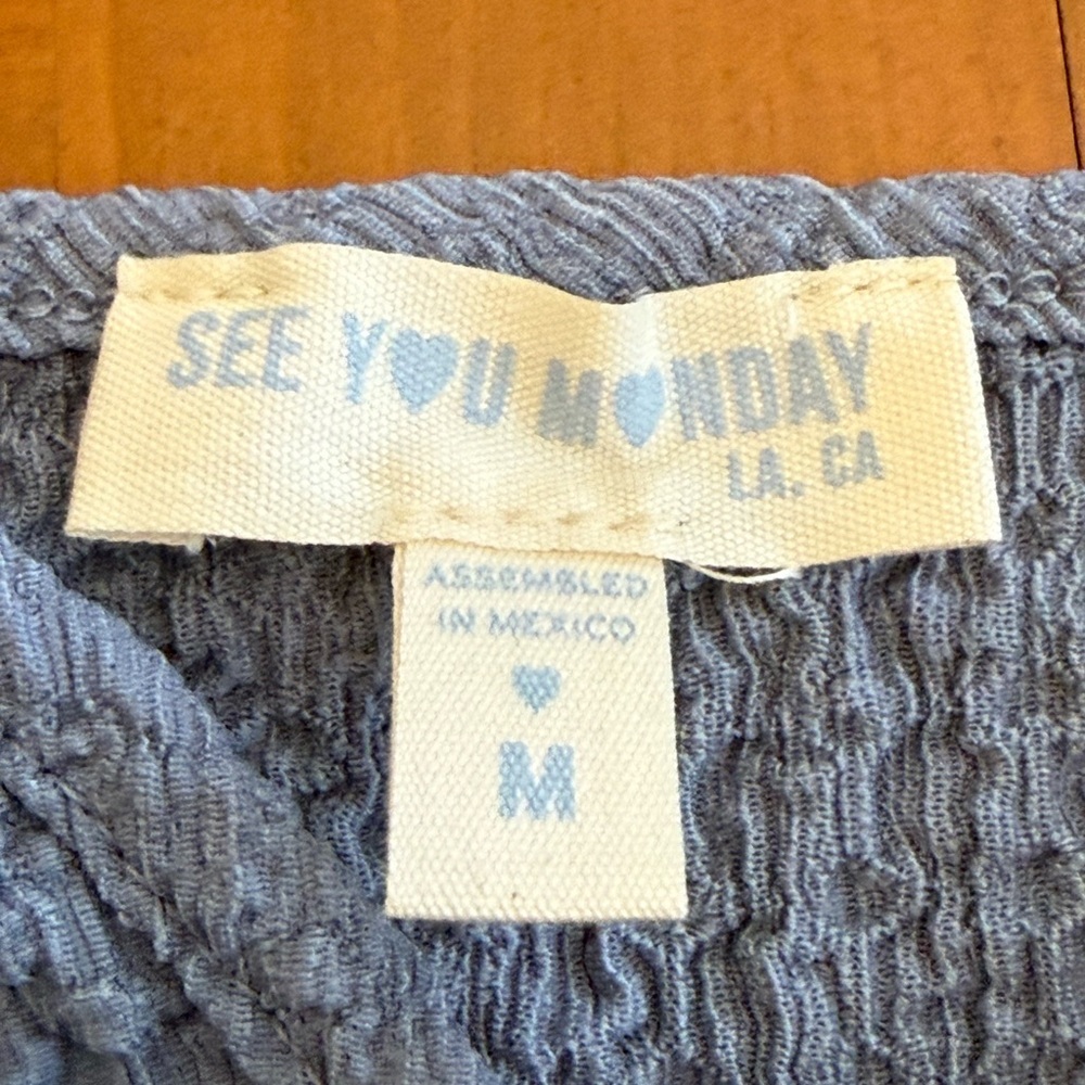 See You Monday textured tie Cami Maxi Skirt Set M NWOT Grey Blue Beachy Resort - Picture 9 of 16